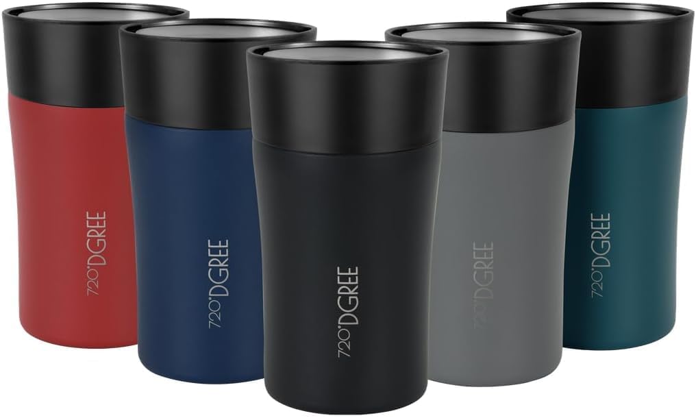 720°DGREE Taza Termo Café 210ml “PleasureToGo 2.0“ - 3 Tamaños, Sin BPA, Prueba Fugas, Doble Pared, Aislado Vacío, 360°-Tapa - Vaso Térmico Acero Inoxidable para llevar - Bebida 3h caliente, 6h frío