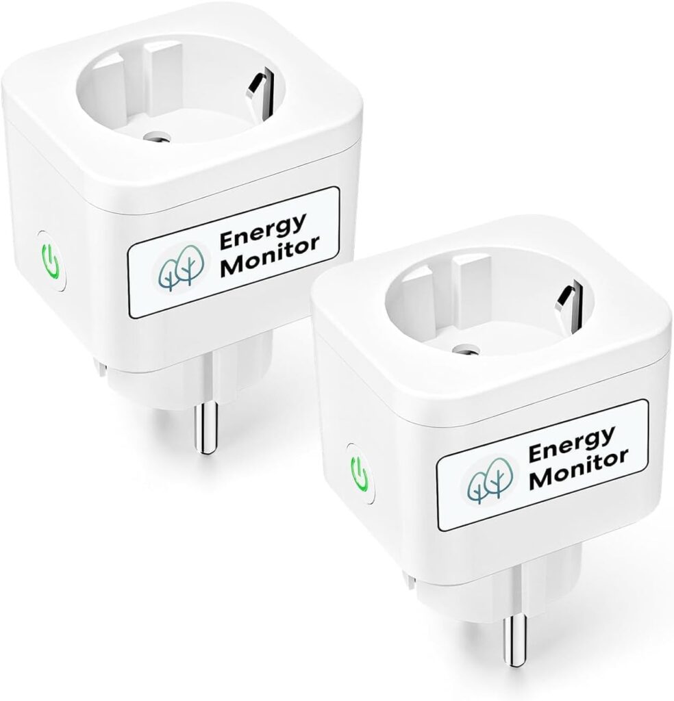 Meross - Toma conectada tipo F, 16 A, WiFi compatible con Alexa y Google Home, 2 tomas inteligentes con medición de consumo Bluetooth