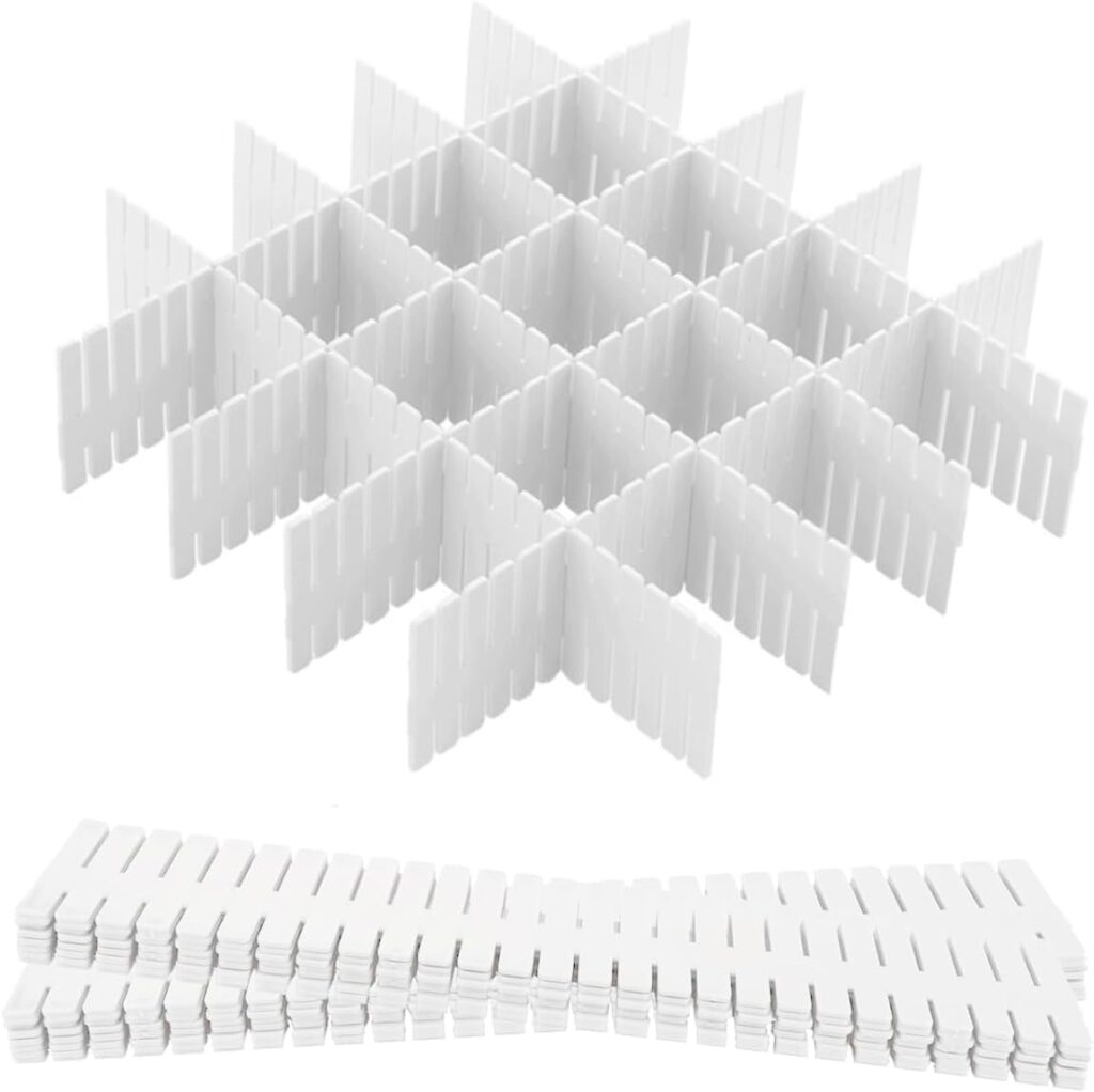 Hantoc 12 Piezas DIY Separadores de Cajones Ajustables, de Plástico Organizadores para Ropa Interior Calcetines Cinturón Suministros de Oficina 32.4 x 7 cm...