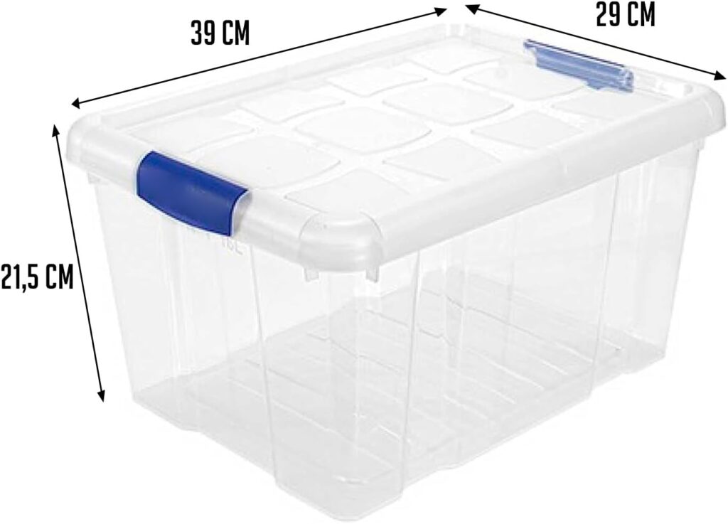 Acan Tradineur – Pack de 6 Cajas de Almacenamiento – Fabricado en plástico – Contenedor para almacenar libros, ropa, mantas – N.º 1 – 21,5 x 39 x 29 cm – 16 L