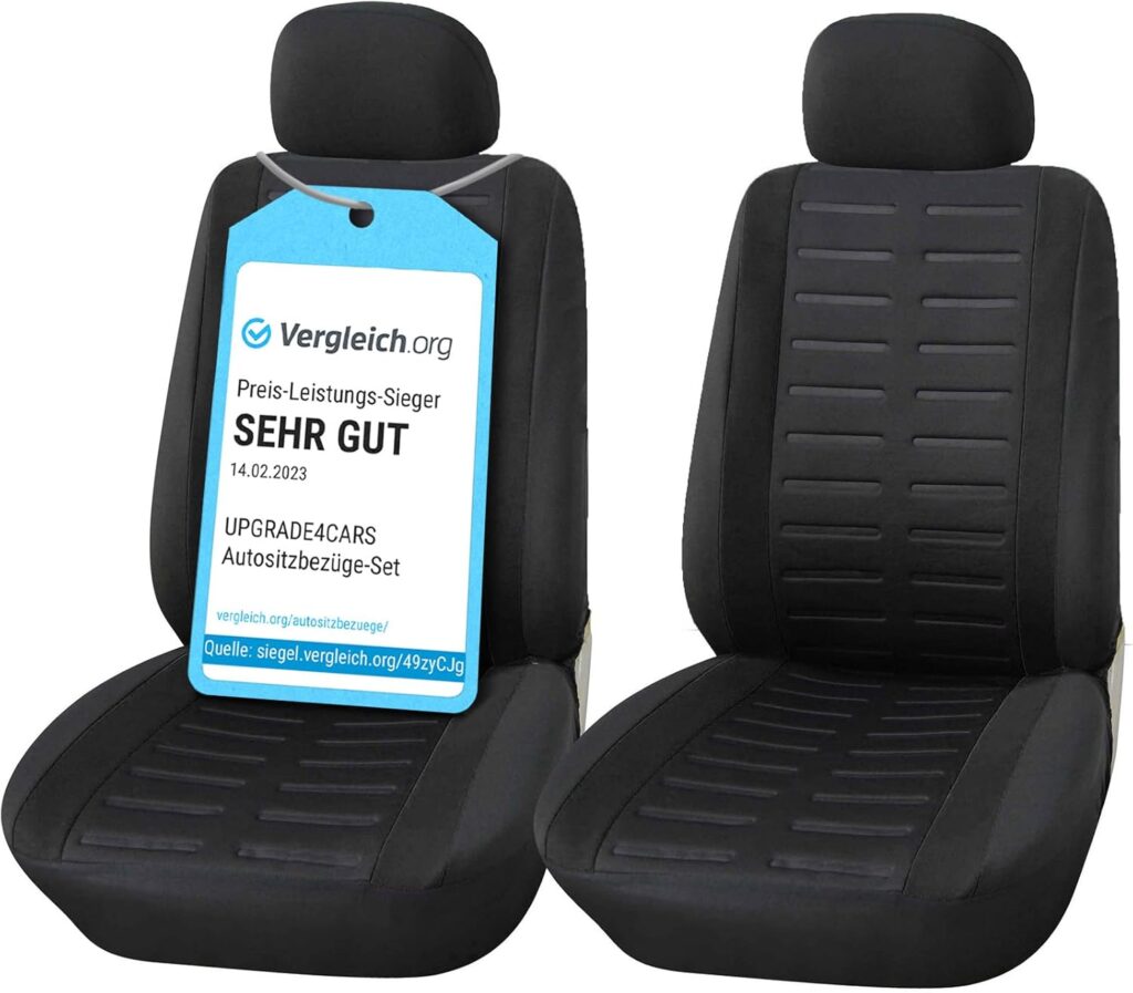 Upgrade4cars Fundas Asientos Delanteros Coche Universales Negro | Cubre Universal | Protector de Asiento Delantero para Conductor y Copiloto | Accesorios...