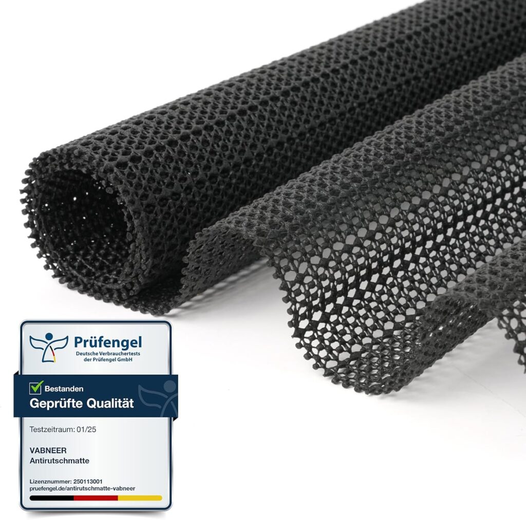 VABNEER 40x60cm Antideslizante Alfombra, PVC Base Antideslizante para Alfombra Cortable Multiusos para Cocina Alfombras Parquet Baldosas Cajones Estantes Bandeja Lavable (Negro)