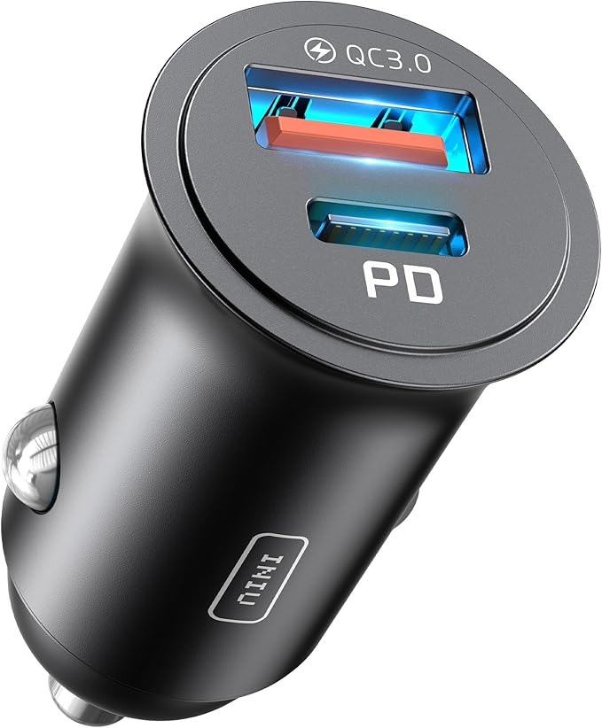 INIU Cargador Coche Carga Rápida 60W Accesorios Coche Interior para iPhone 17 16 Pro MAX Samsung S25 Xiaomi, Cargador Mechero Movil USB C 12V Gadgets Car para Camper Furgoneta Camion Fiat Peugeot BMW