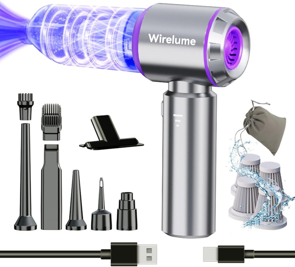Wirelume Aspirador de Mano para Coche inalámbrica Potente 22000 Pa succión ciclónica Fuerte Motor Mini pequeña de Mesa sin escobillas portátil Recargable Ligera para Pelo de Mascotas, vehículo, hogar