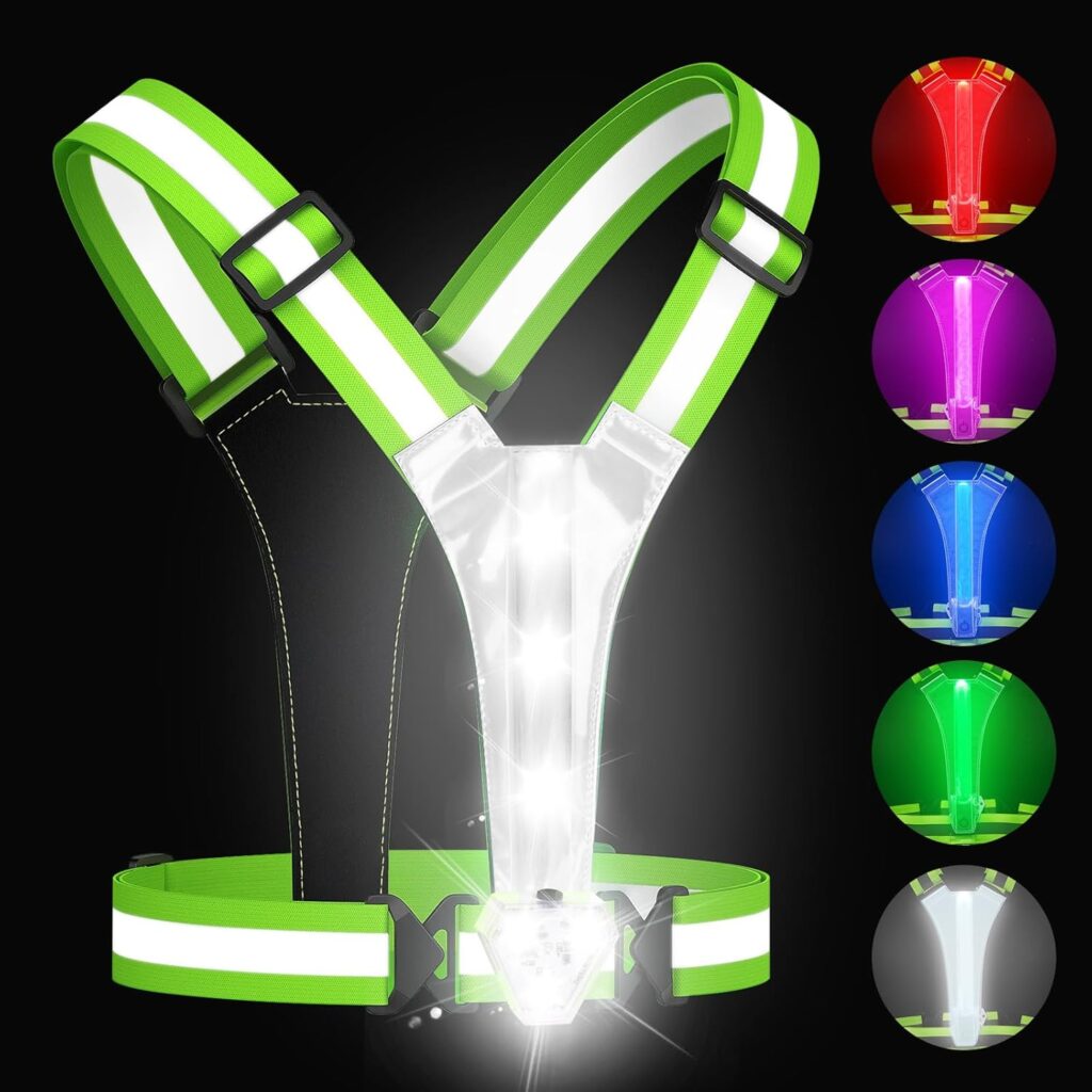 Zacro 11 Modos Chaleco Reflectante LED, Chaleco Reflectante con Lámpara de Correr Alta Visibilidad 500LM, Equipo Luminoso Recargable USB para...