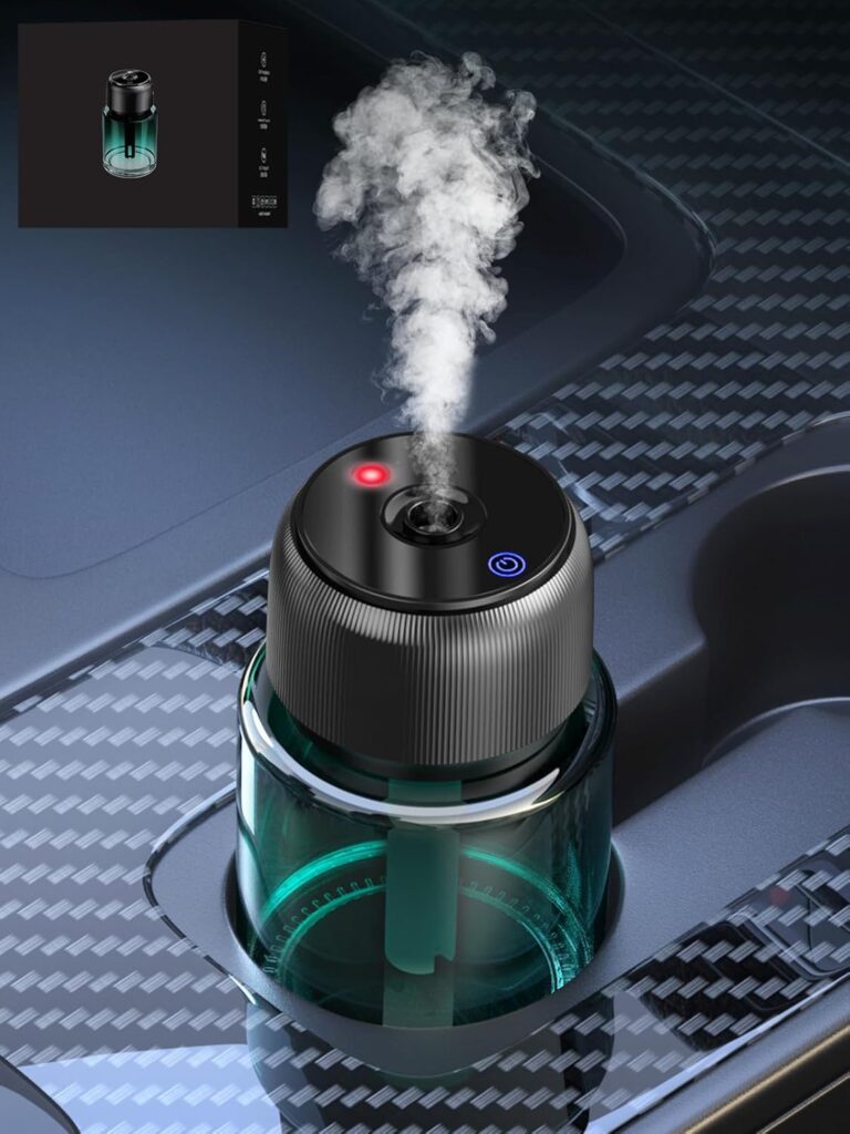 160ml Ambientador De Coche Difusor De Aromas con Fragancia (Océano), Larga Duración 9–12 Meses, Encendido Automático, Batería Recargable, Luz Estrellada, Nebulizador Ultrasónico, 3 Modos, BJ 047