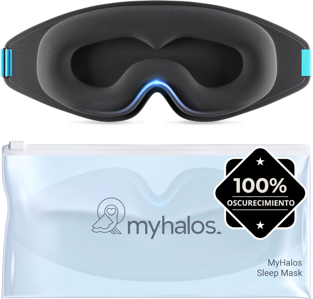 MyHalos® Mask Antifaz para Dormir – para Dormir Mujer y Hombre Modelo 2022 – Antifaz para Dormir Ojos Sin Presión – con Bolsa de Almacenamiento - Viajes, Yoga, Vendaje de Ojos