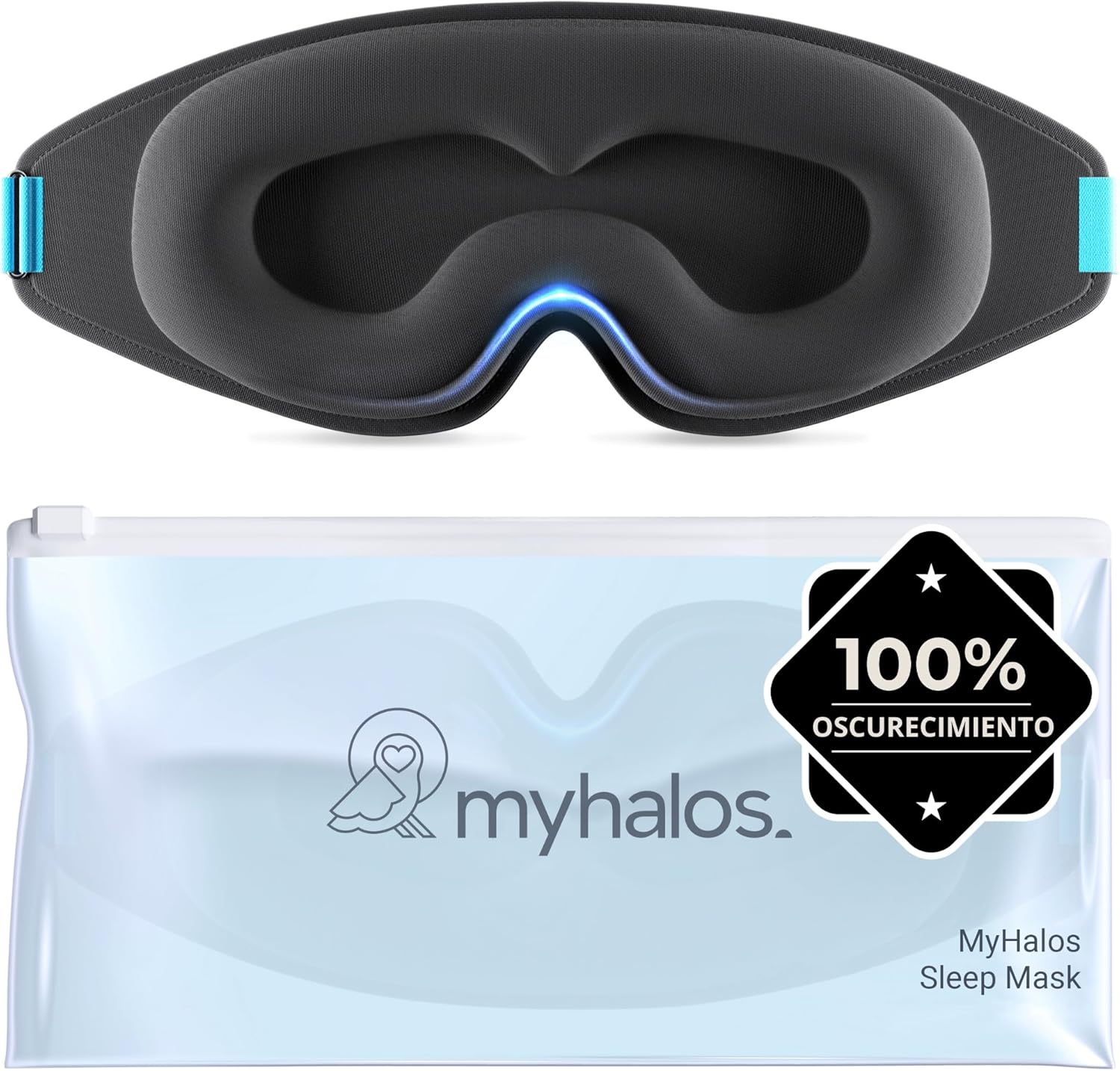 MyHalos® Mask Antifaz para Dormir – para Dormir Mujer y Hombre Modelo 2022 – Antifaz para Dormir Ojos Sin Presión – con Bolsa de Almacenamiento - Viajes, Yoga, Vendaje de Ojos
